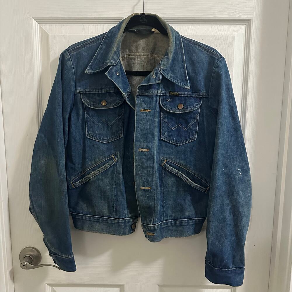 RARE Vintage Wrangler 60s 70s Faded Distressed Denim Jean Jacket Men's size 36